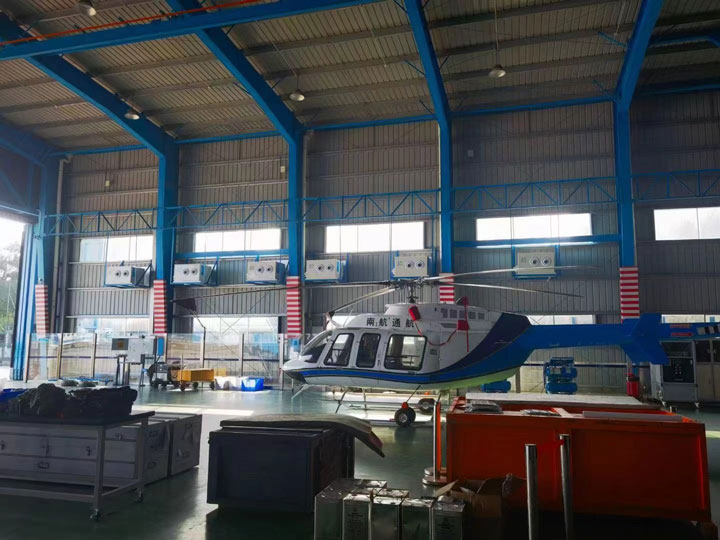飛機維修倉庫降溫安裝工業(yè)省電空調(diào)-臥式射流機